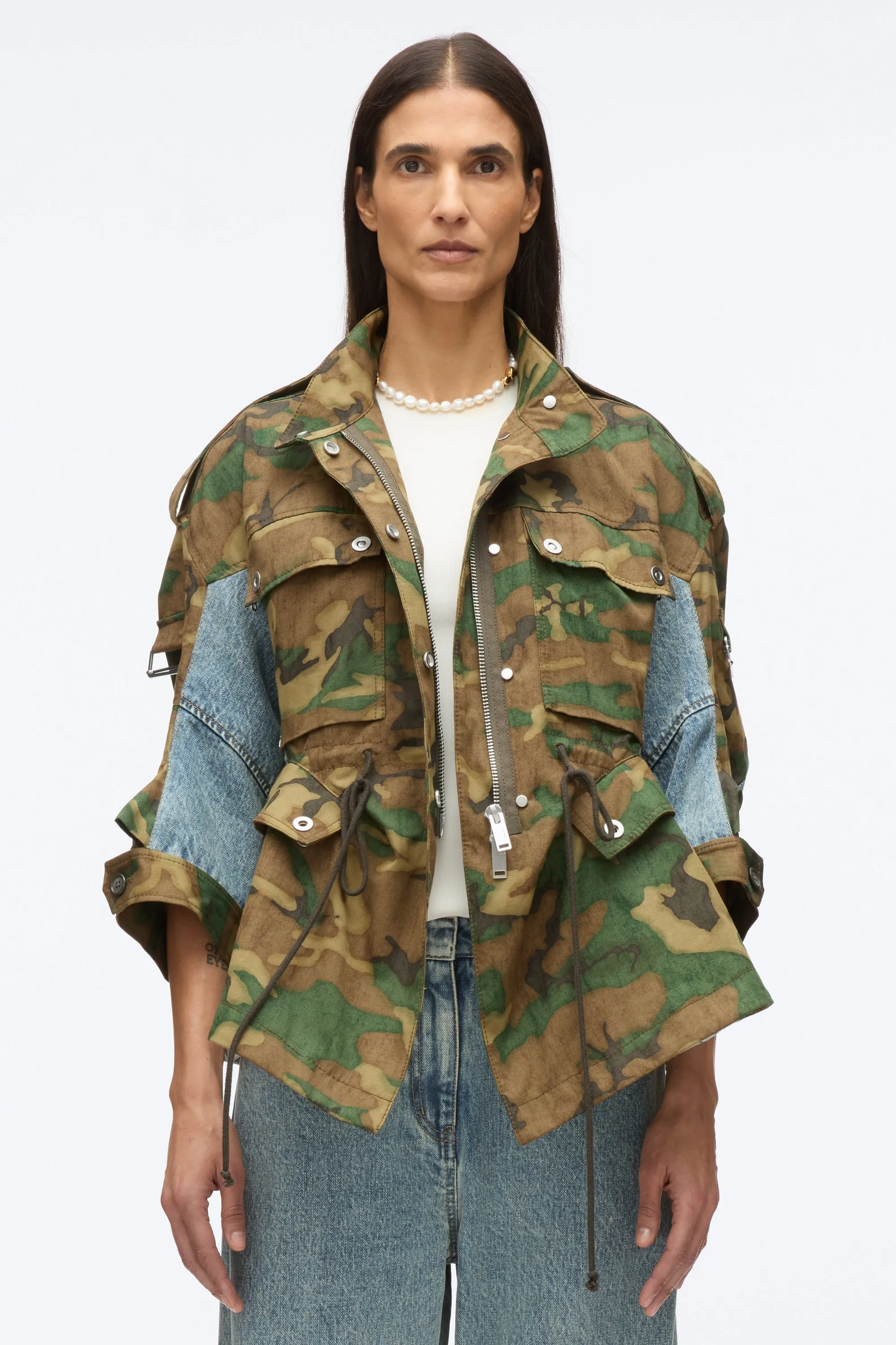 Patchwork Camo Cinched Jacket