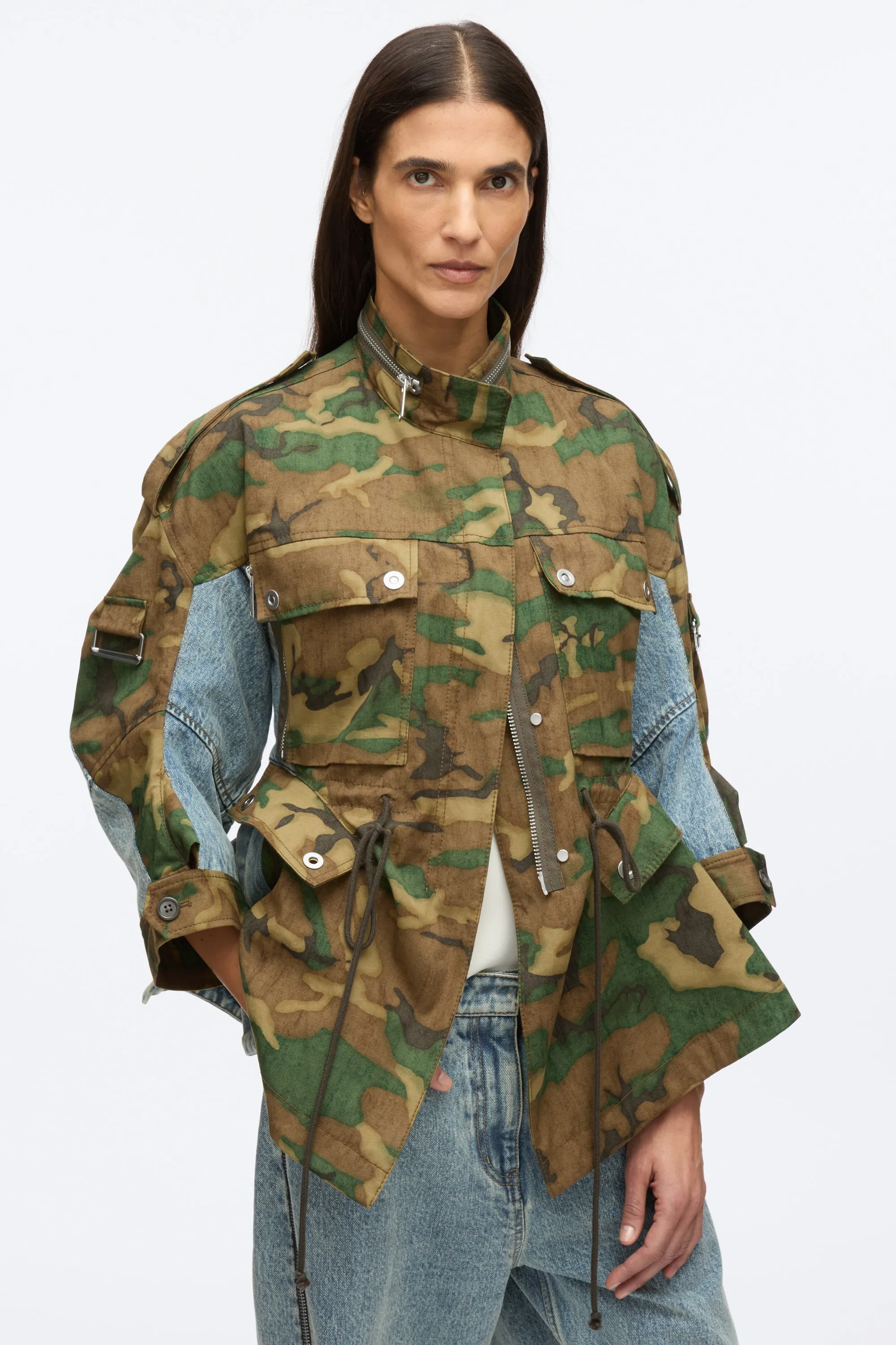 Patchwork Camo Cinched Jacket