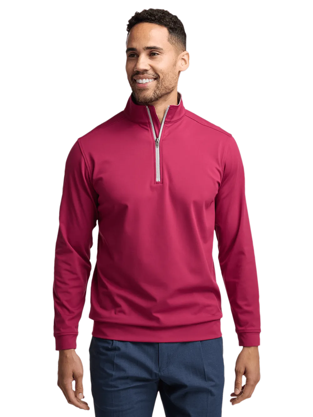 Performance Blend Quarter Zip Mock Neck - Burgundy