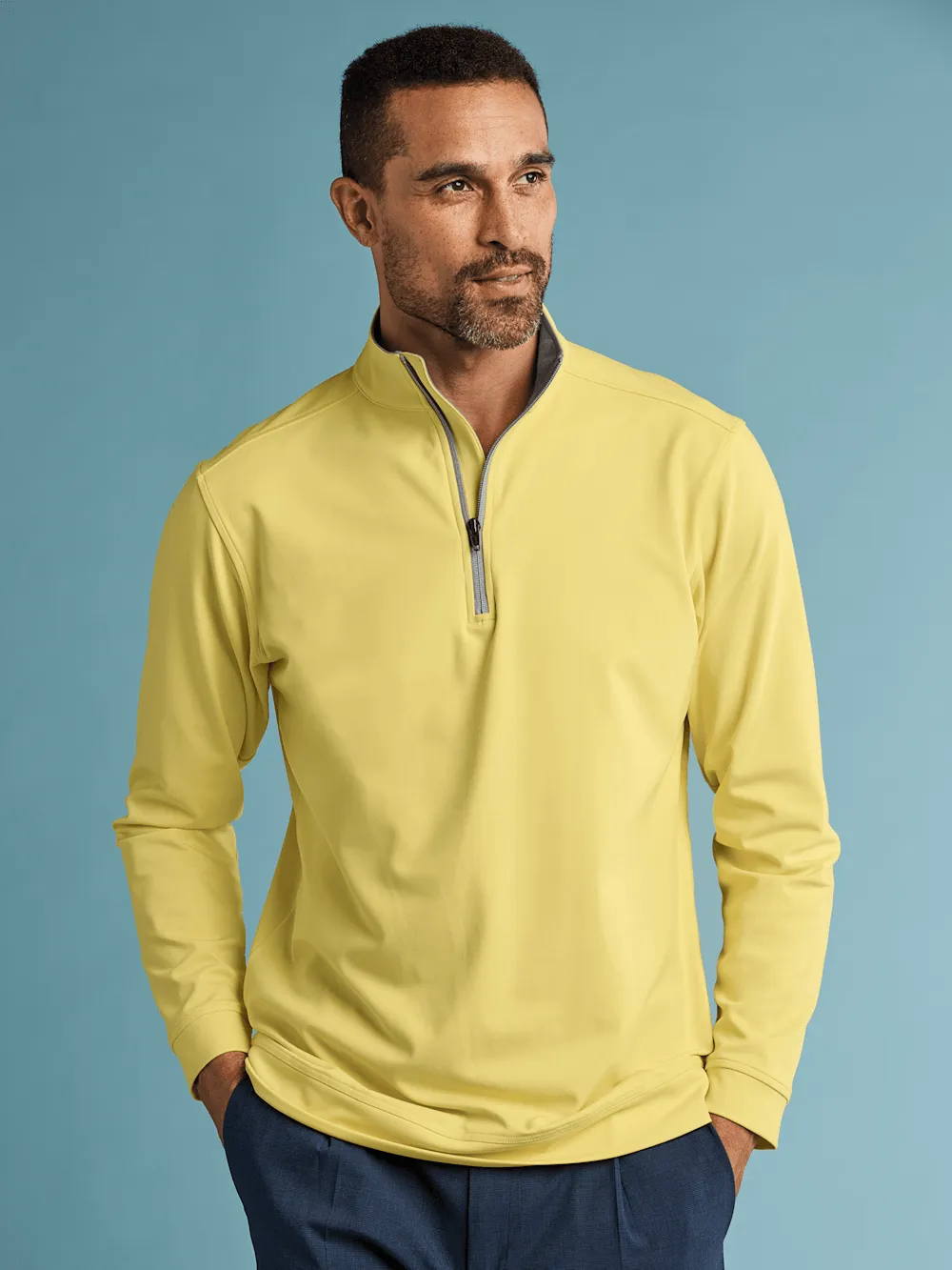 Performance Blend Quarter Zip Mock Neck - Yellow