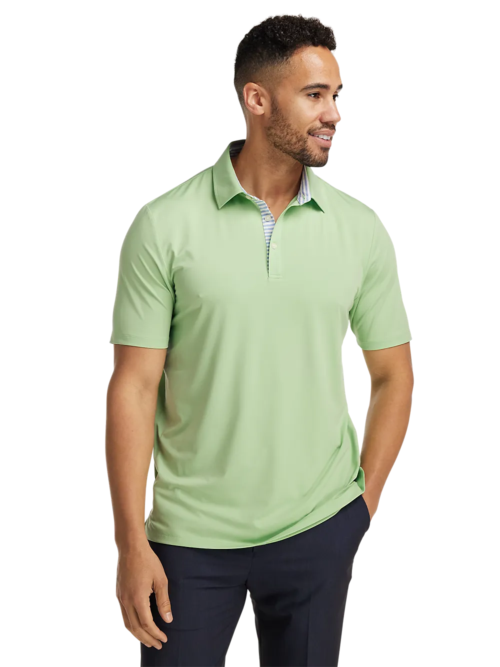 Performance Blend Three Button Polo - Light Green