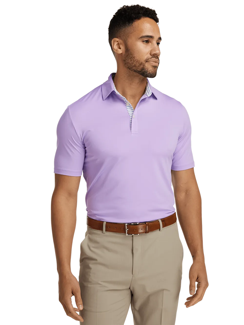 Performance Blend Three Button Polo - Light Purple