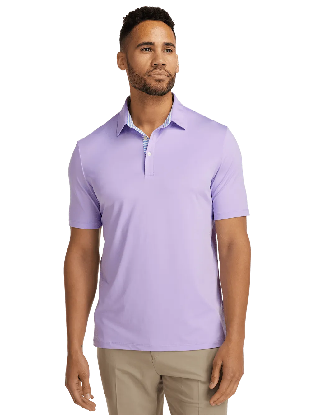 Performance Blend Three Button Polo - Light Purple