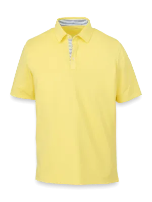 Performance Blend Three Button Polo - Light Yellow