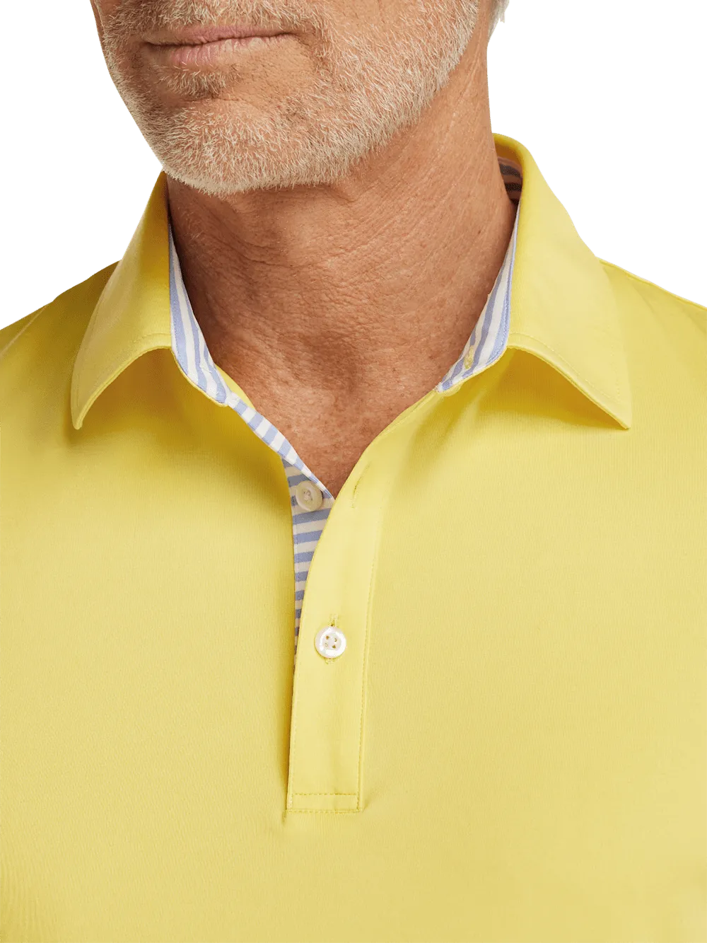 Performance Blend Three Button Polo - Light Yellow