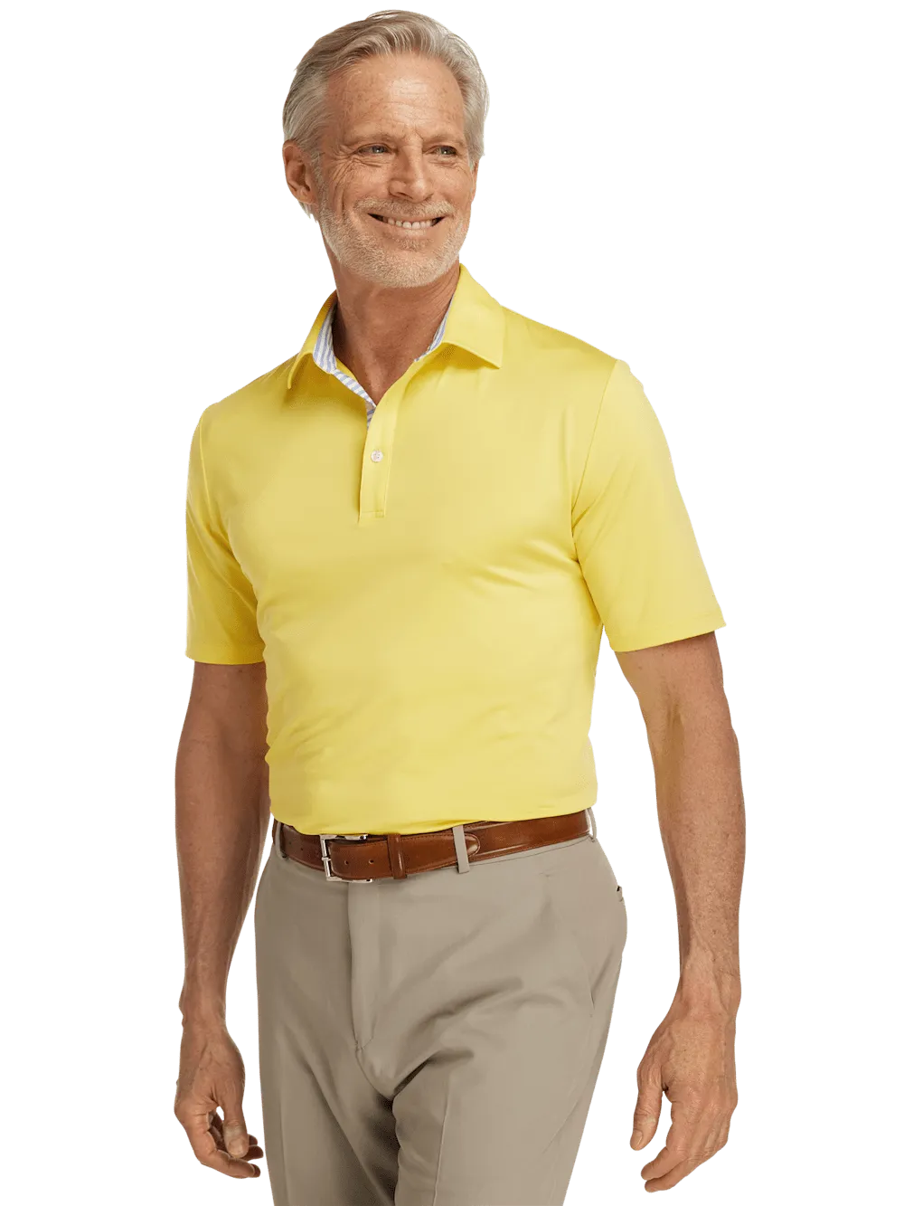 Performance Blend Three Button Polo - Light Yellow