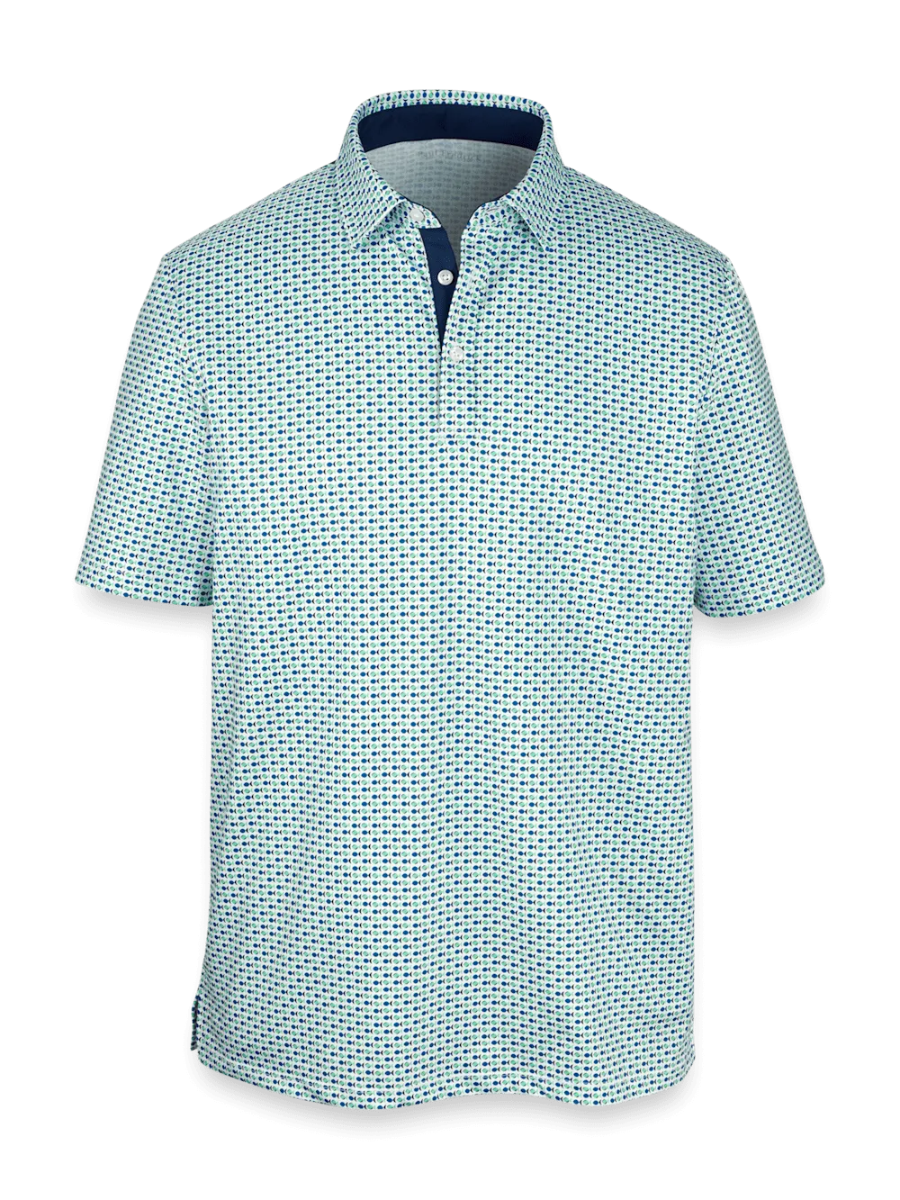 Performance Blend Three Button Polo - Navy/green