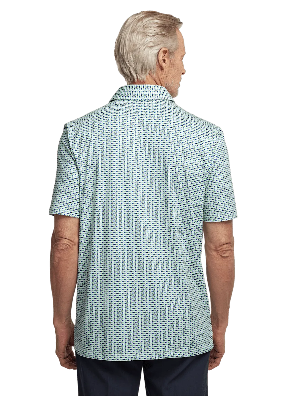 Performance Blend Three Button Polo - Navy/green