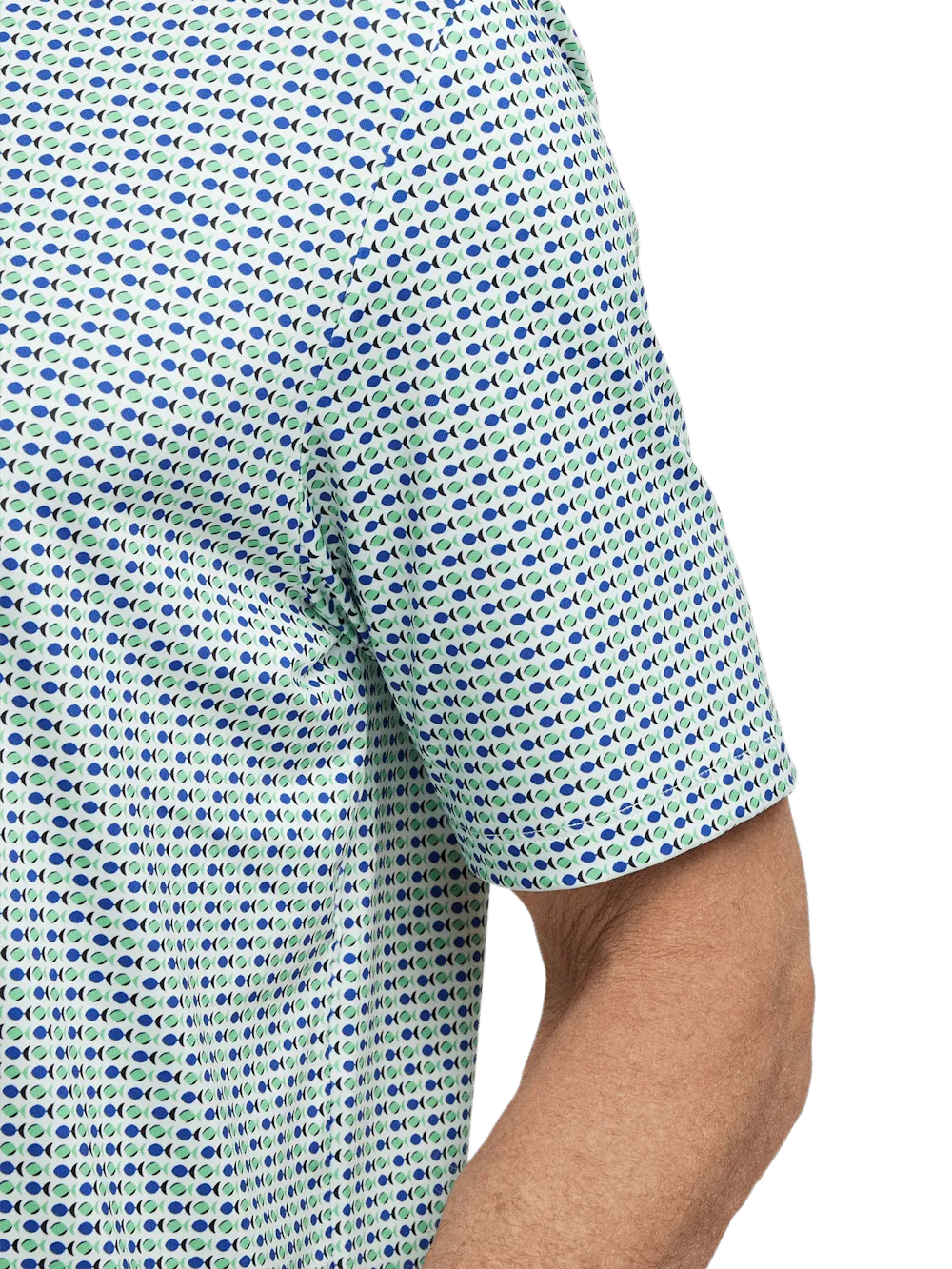 Performance Blend Three Button Polo - Navy/green
