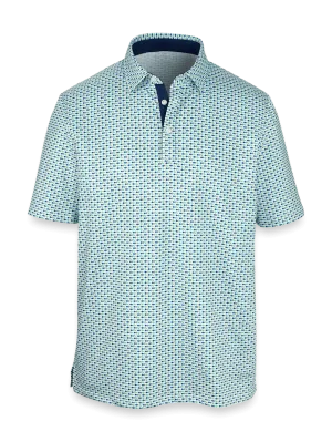 Performance Blend Three Button Polo - Navy/green