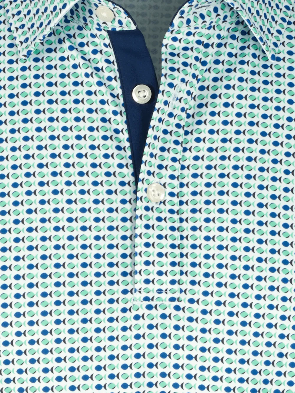 Performance Blend Three Button Polo - Navy/green