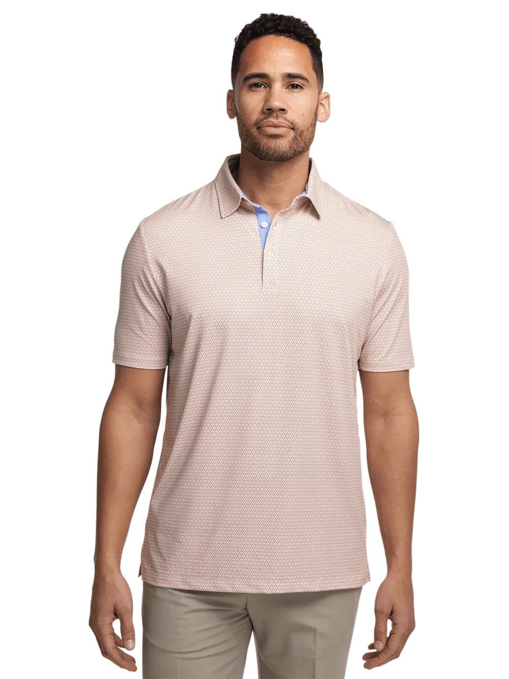 Performance Blend Three Button Polo - Orange Multi