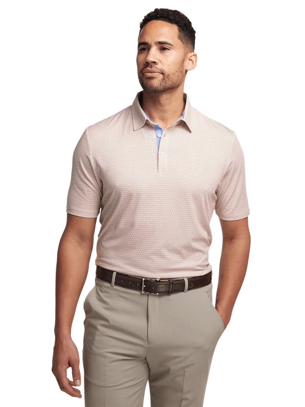 Performance Blend Three Button Polo - Orange Multi