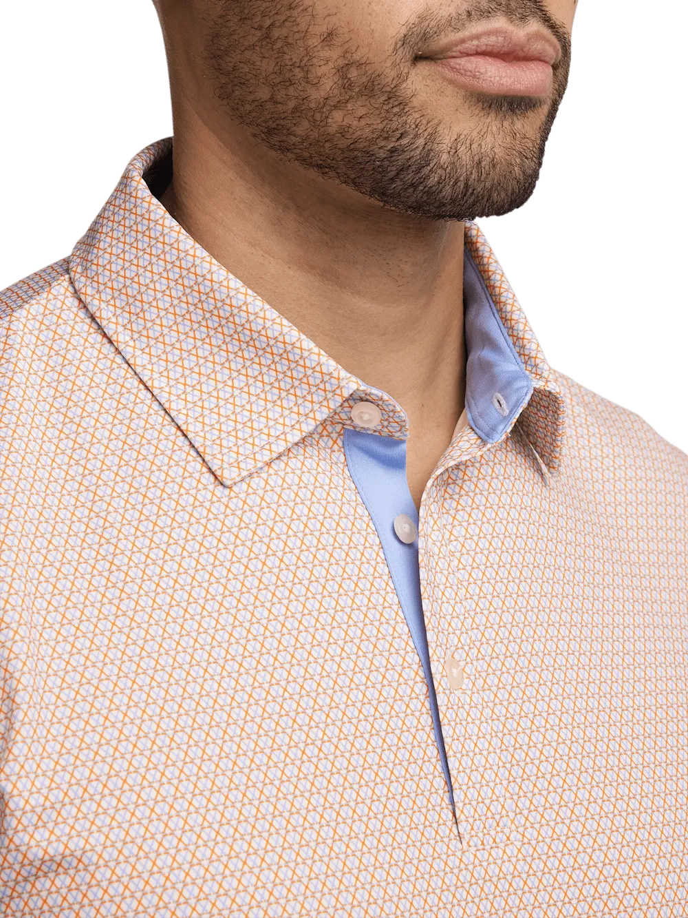 Performance Blend Three Button Polo - Orange Multi