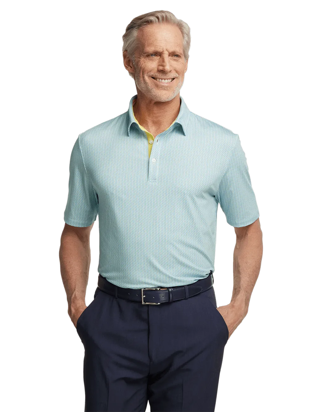 Performance Blend Three Button Polo - Yellow Multi