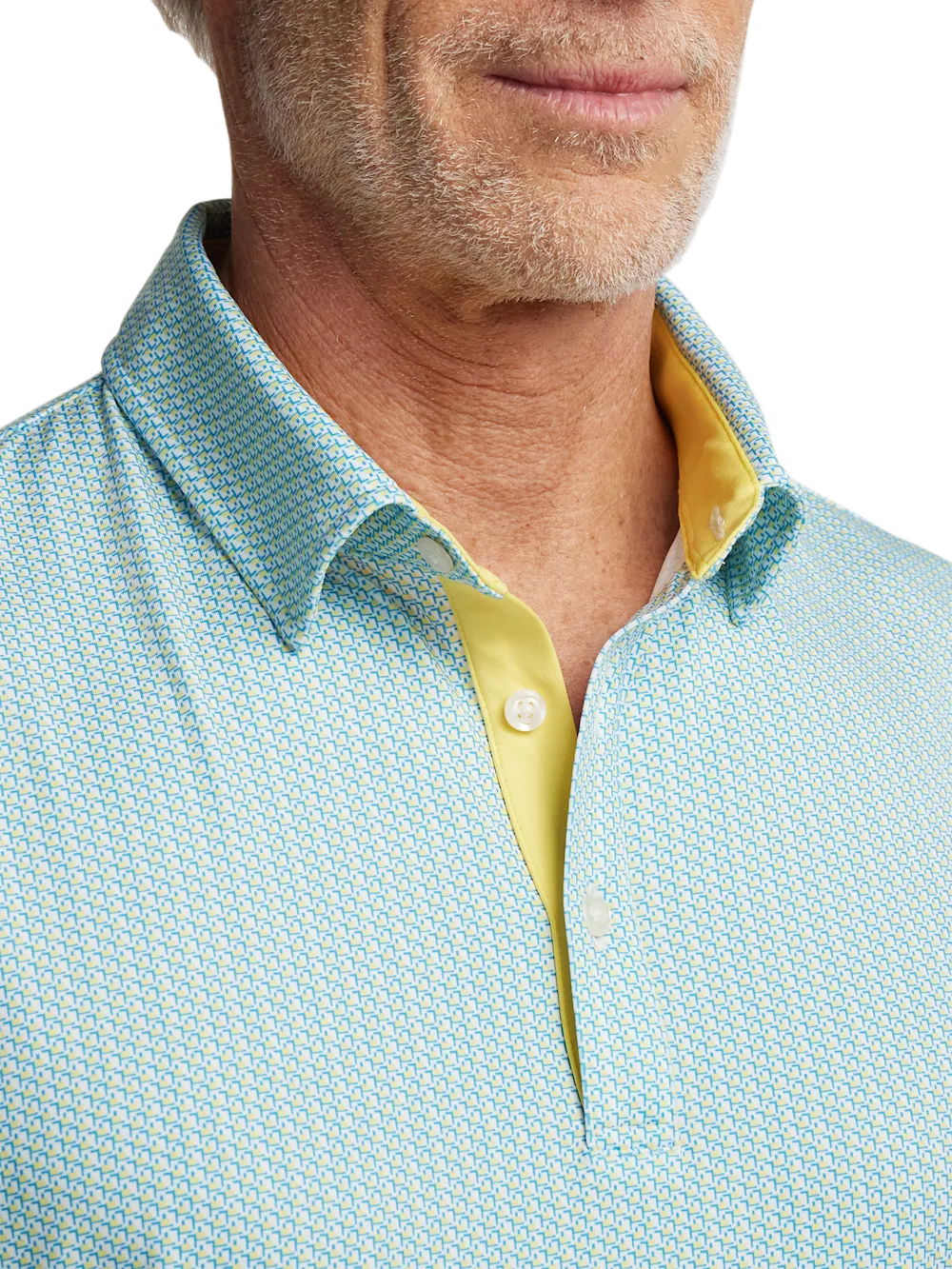 Performance Blend Three Button Polo - Yellow Multi