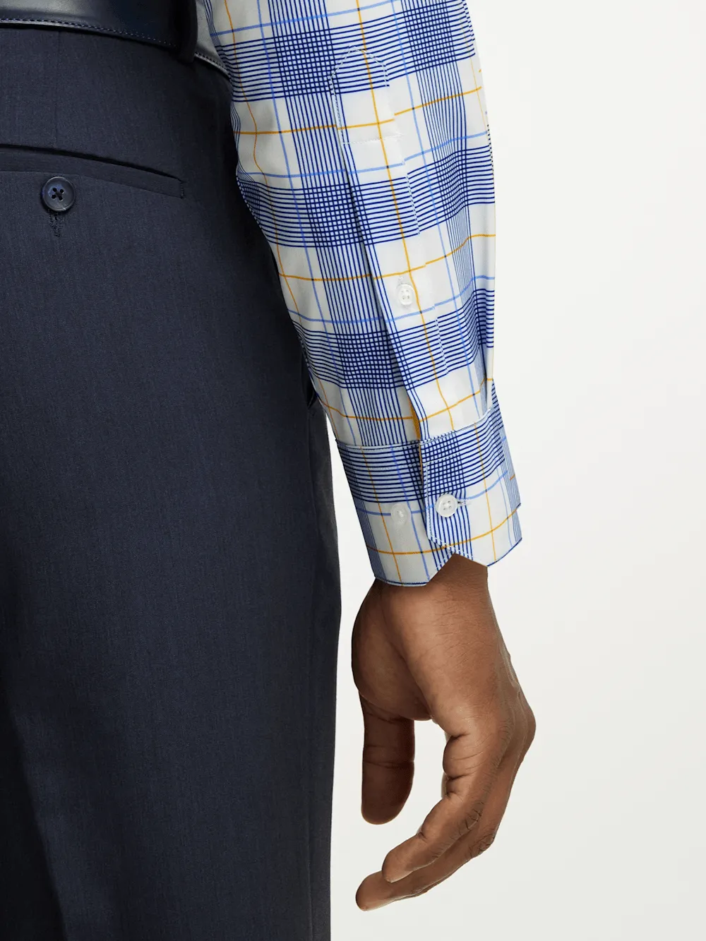 Performance Stretch Check Casual Shirt - Blue/yellow