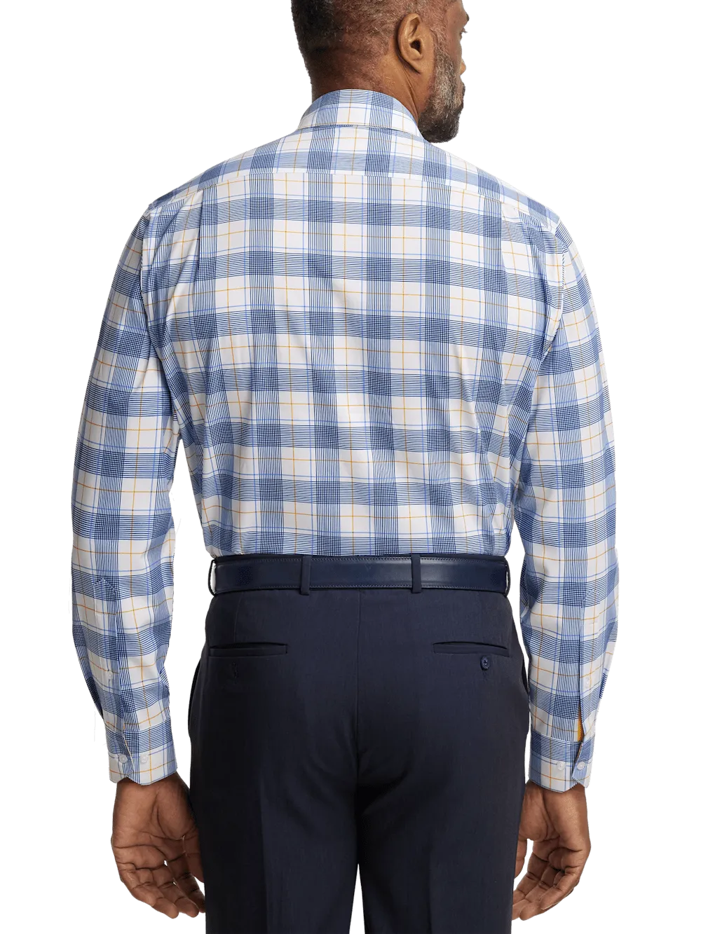 Performance Stretch Check Casual Shirt - Blue/yellow