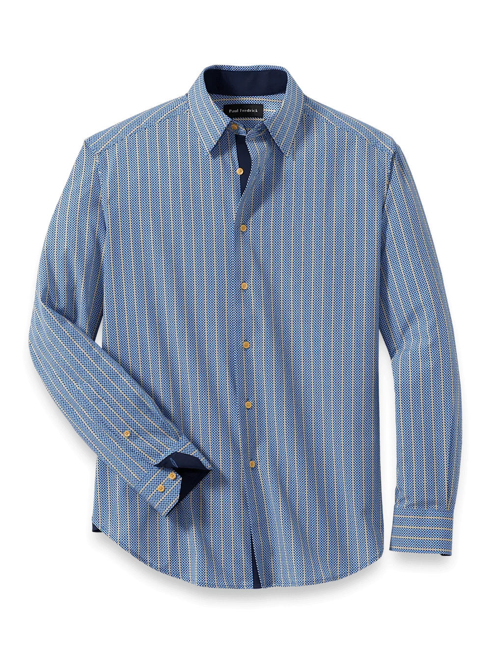 Performance Stretch Stripe Casual Shirt - Blue/yellow