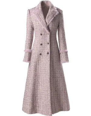 Pink Plaid Long-Sleeved Double Breasted Overcoat (Slim) Anna Kay Co
