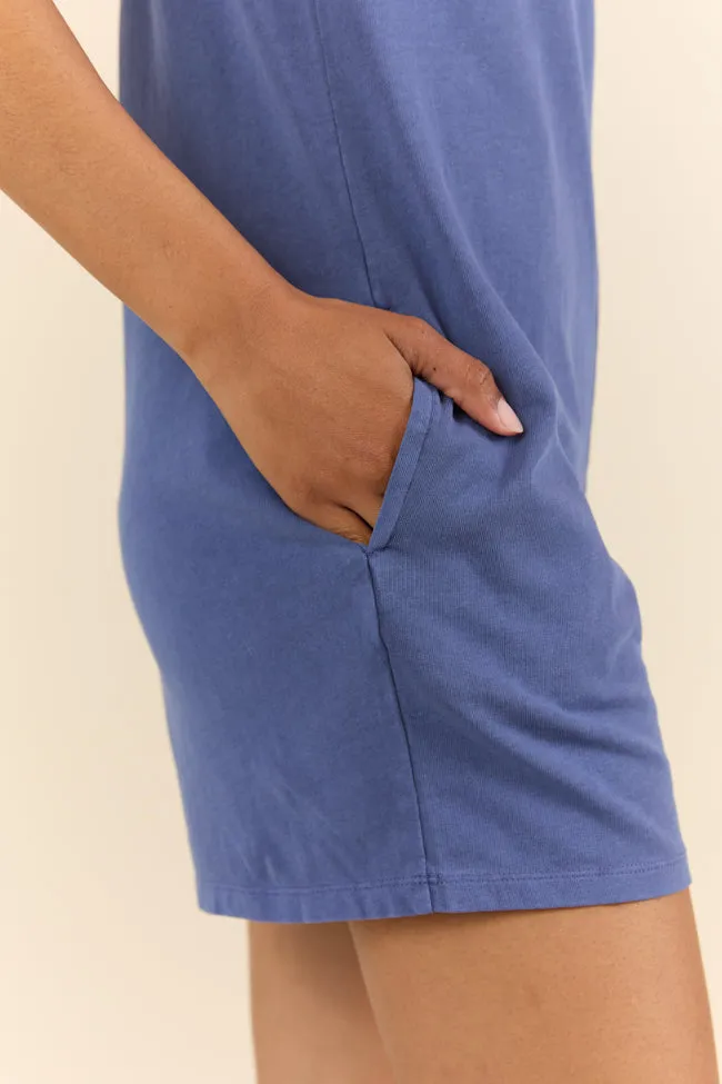 Play It Off Dusty Indigo Knit Tank Top Romper