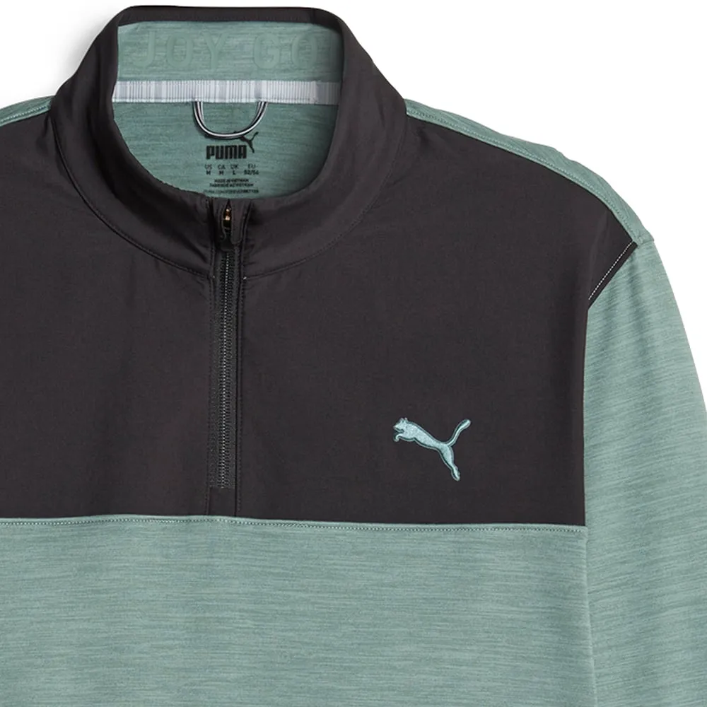 Puma Cloudspun Colour Block 1/4 Zip Pullover - Puma Black/Eucalyptus Heather