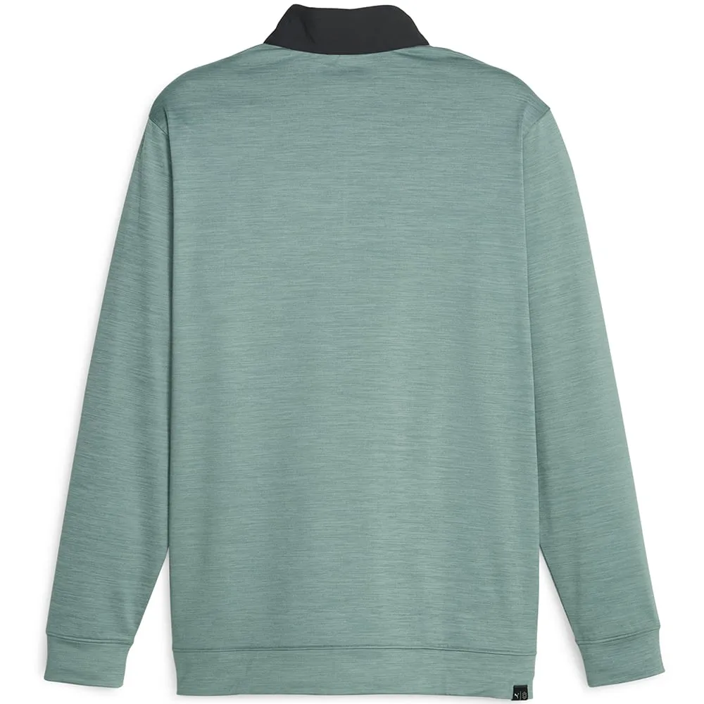 Puma Cloudspun Colour Block 1/4 Zip Pullover - Puma Black/Eucalyptus Heather