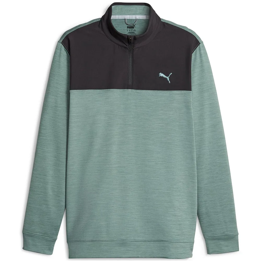 Puma Cloudspun Colour Block 1/4 Zip Pullover - Puma Black/Eucalyptus Heather