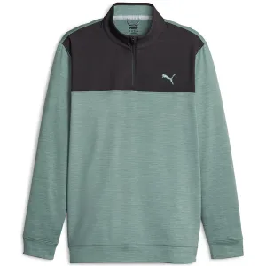 Puma Cloudspun Colour Block 1/4 Zip Pullover - Puma Black/Eucalyptus Heather