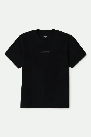 Quality Embroidered Heavyweight S/S Standard T-Shirt - Black Classic Wash Brixton