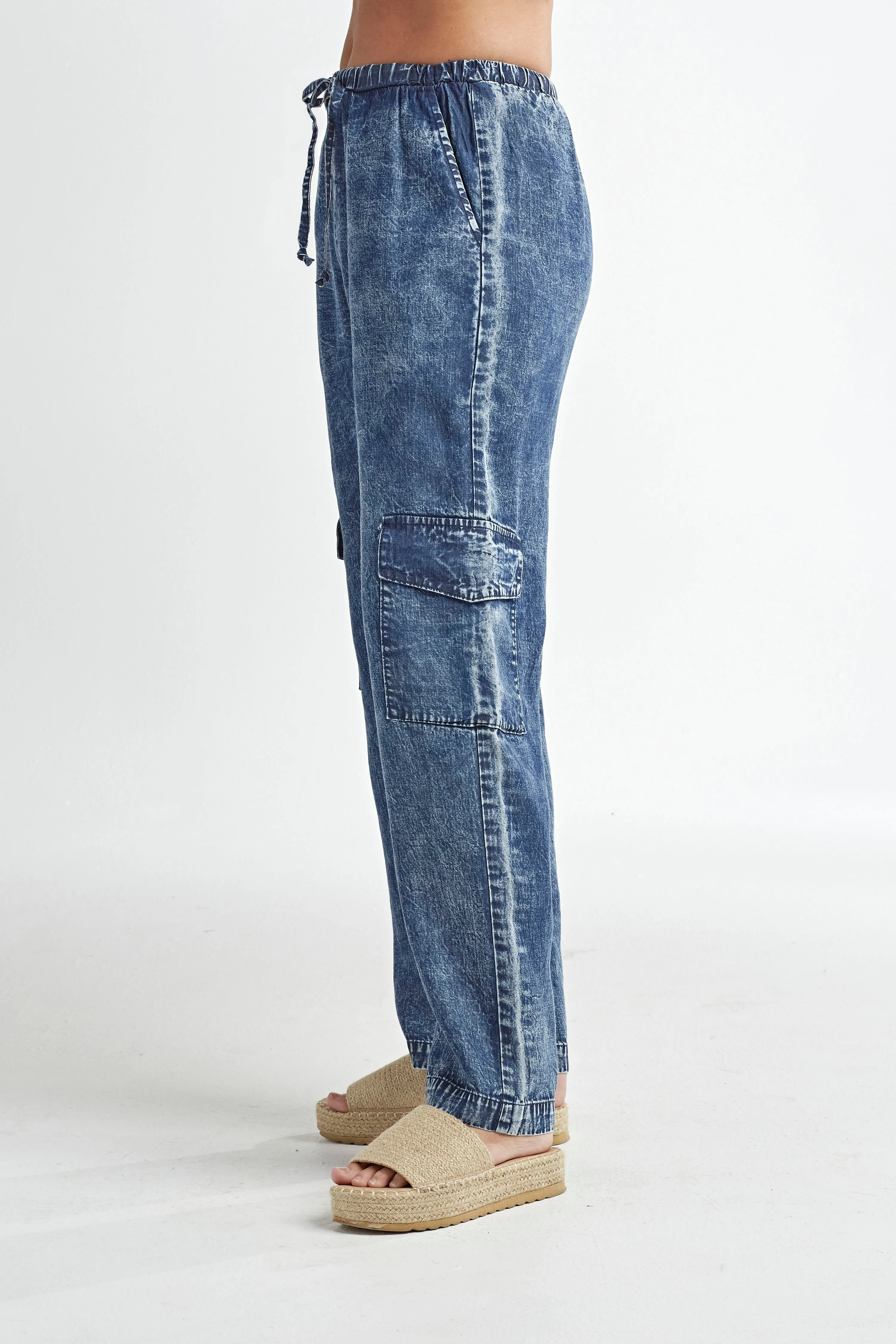 Red Haute Denim Cargo Pants