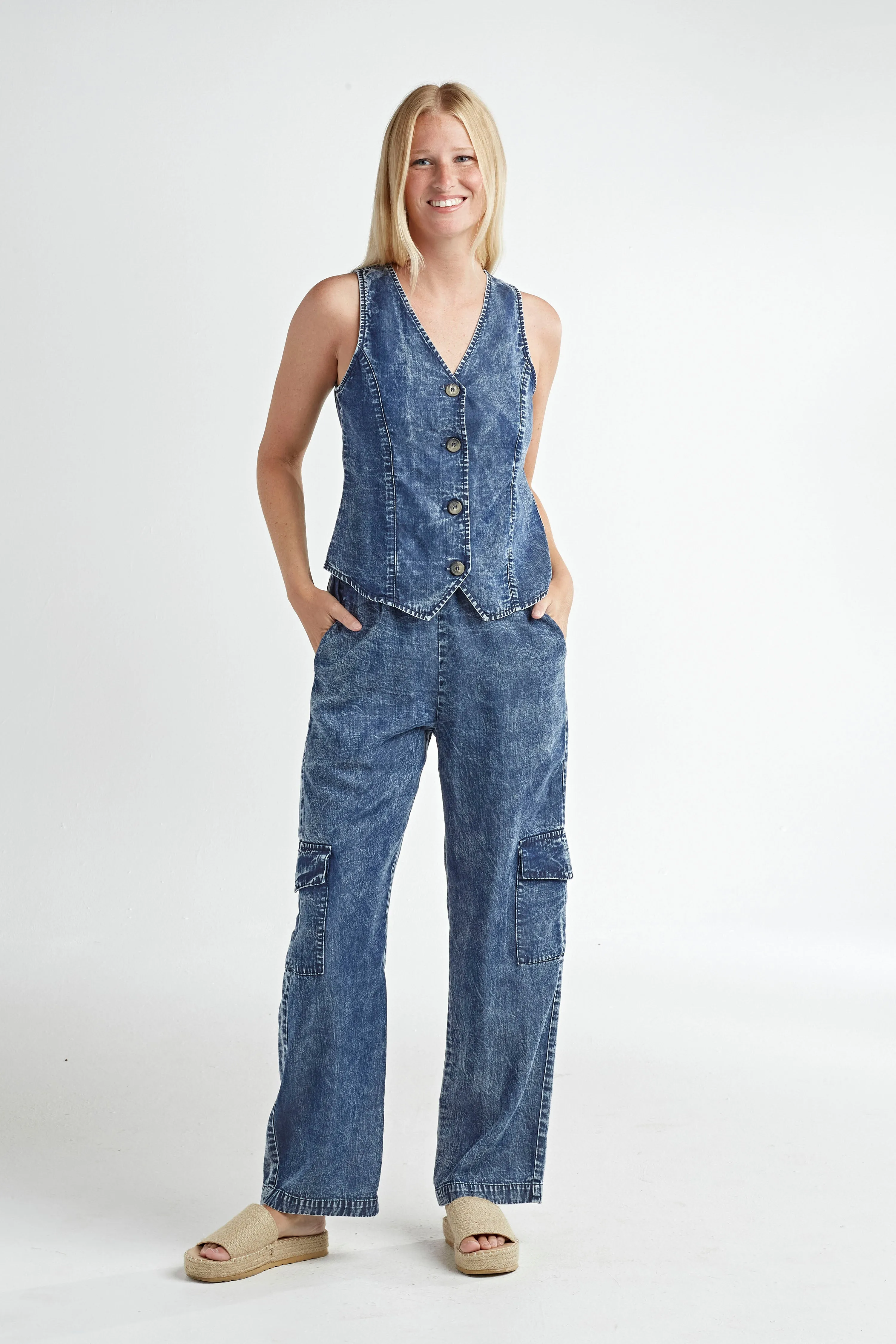 Red Haute Denim Cargo Pants