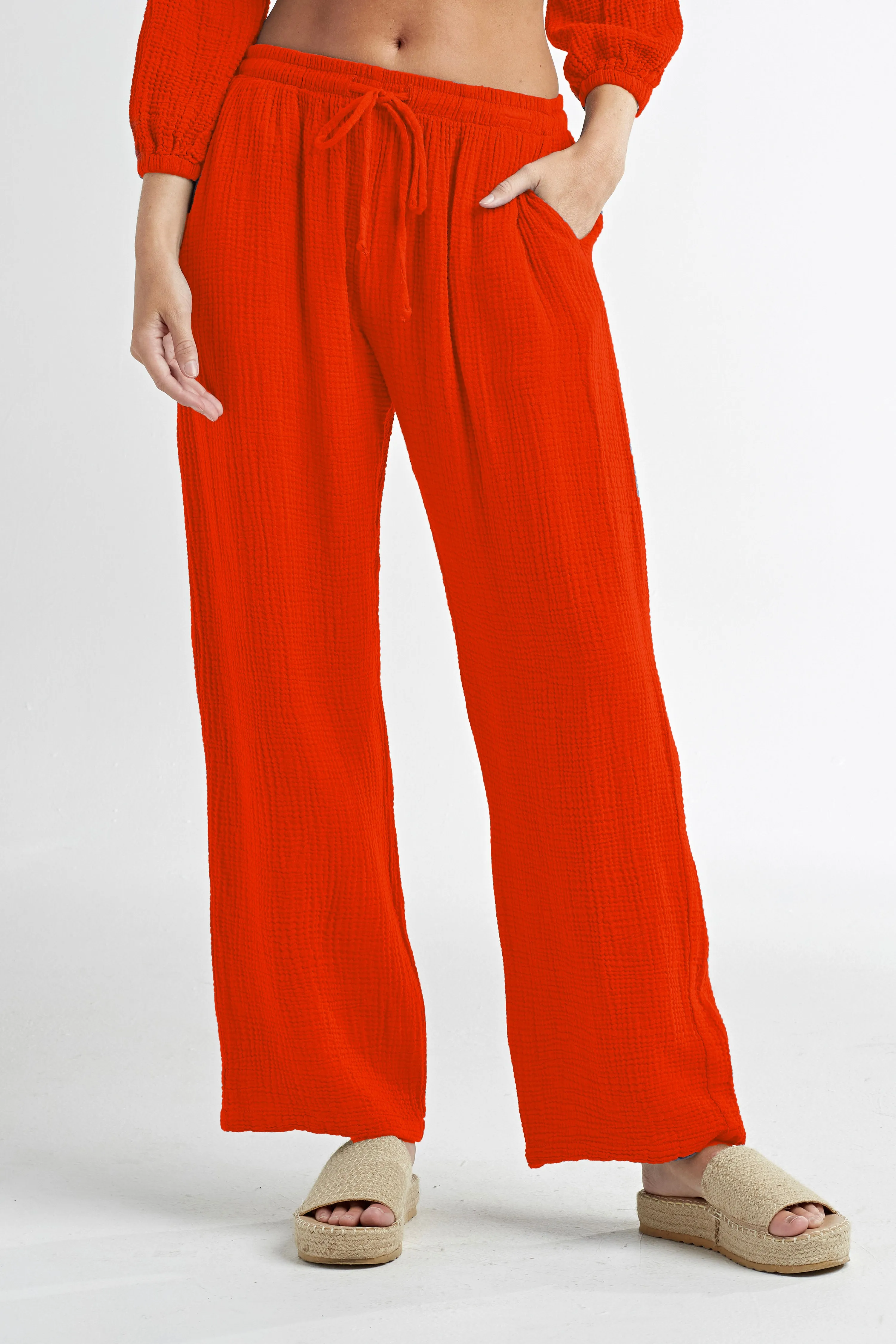 Red Haute Gauze Pants