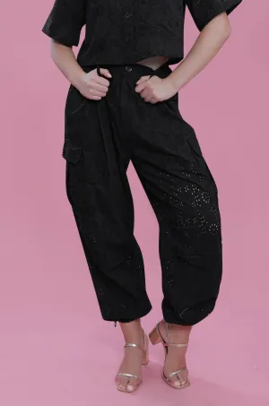 Relax Fit Long Schiffli Black Cargo Pant French Theory