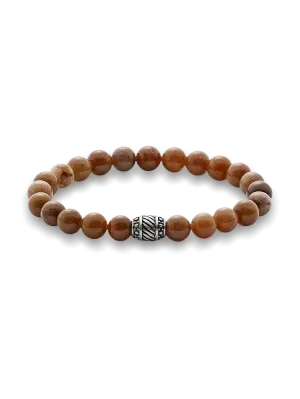 Semi Precious Bead Bracelet - Tan Multi