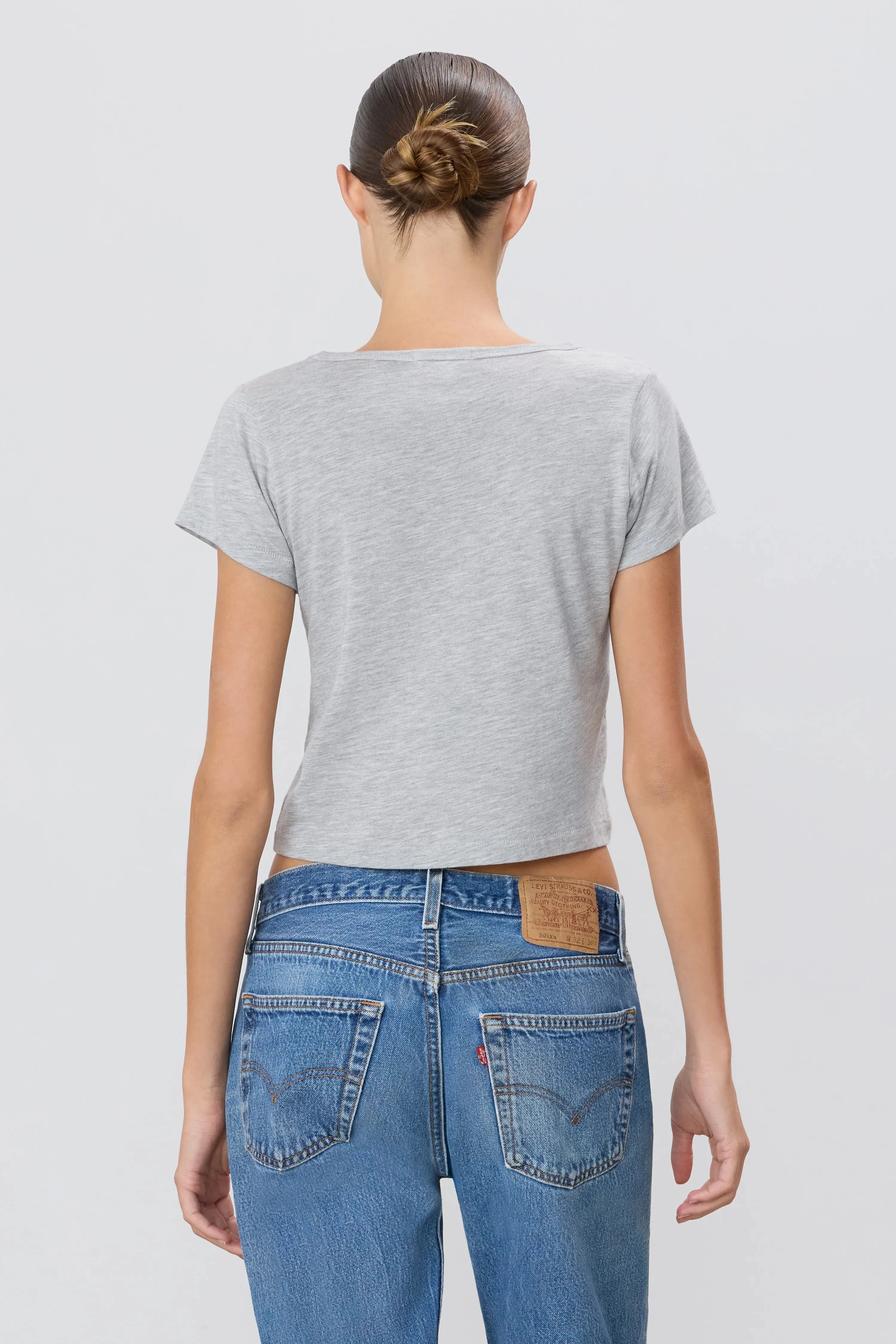 Short Sleeve Baby Tee in Heather Grey
