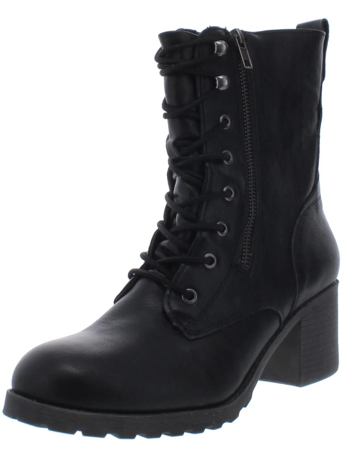 Sloanie Womens Faux Leather Lace-Up Booties