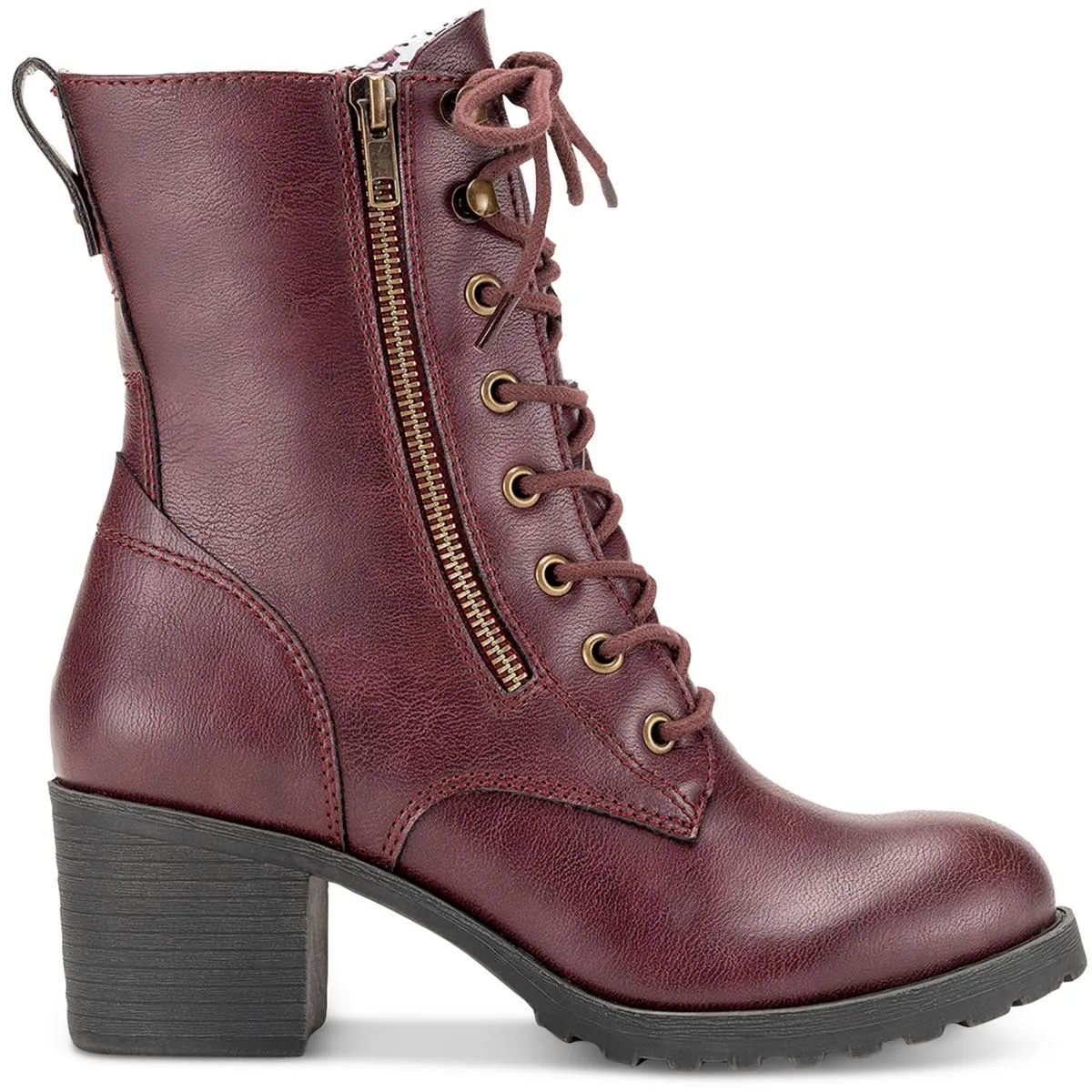 Sloanie Womens Faux Leather Lace-Up Booties