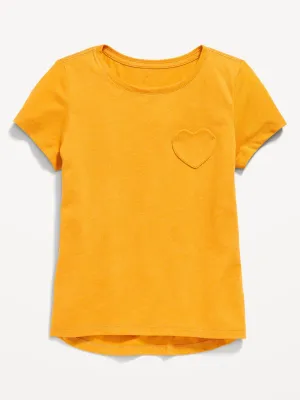 Softest Short-Sleeve Heart-Pocket T-Shirt for Girls