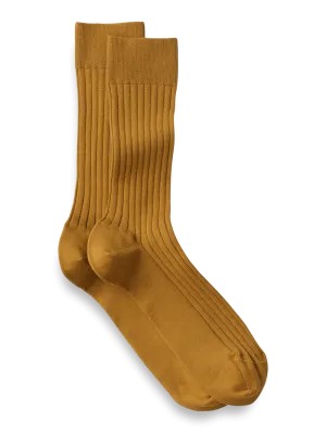 Solid Rib Cotton Blend Sock - Gold
