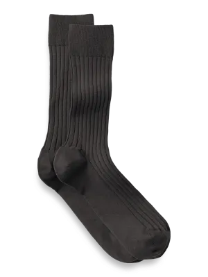 Solid Rib Cotton Blend Sock - Grey