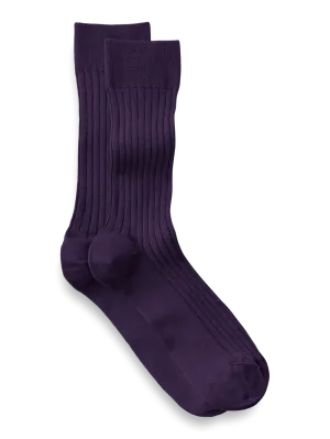 Solid Rib Cotton Blend Sock - Purple