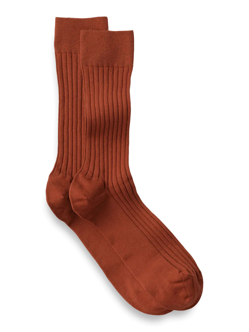 Solid Rib Cotton Blend Sock - Rust