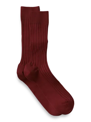 Solid Rib Cotton Blend Sock - Wine