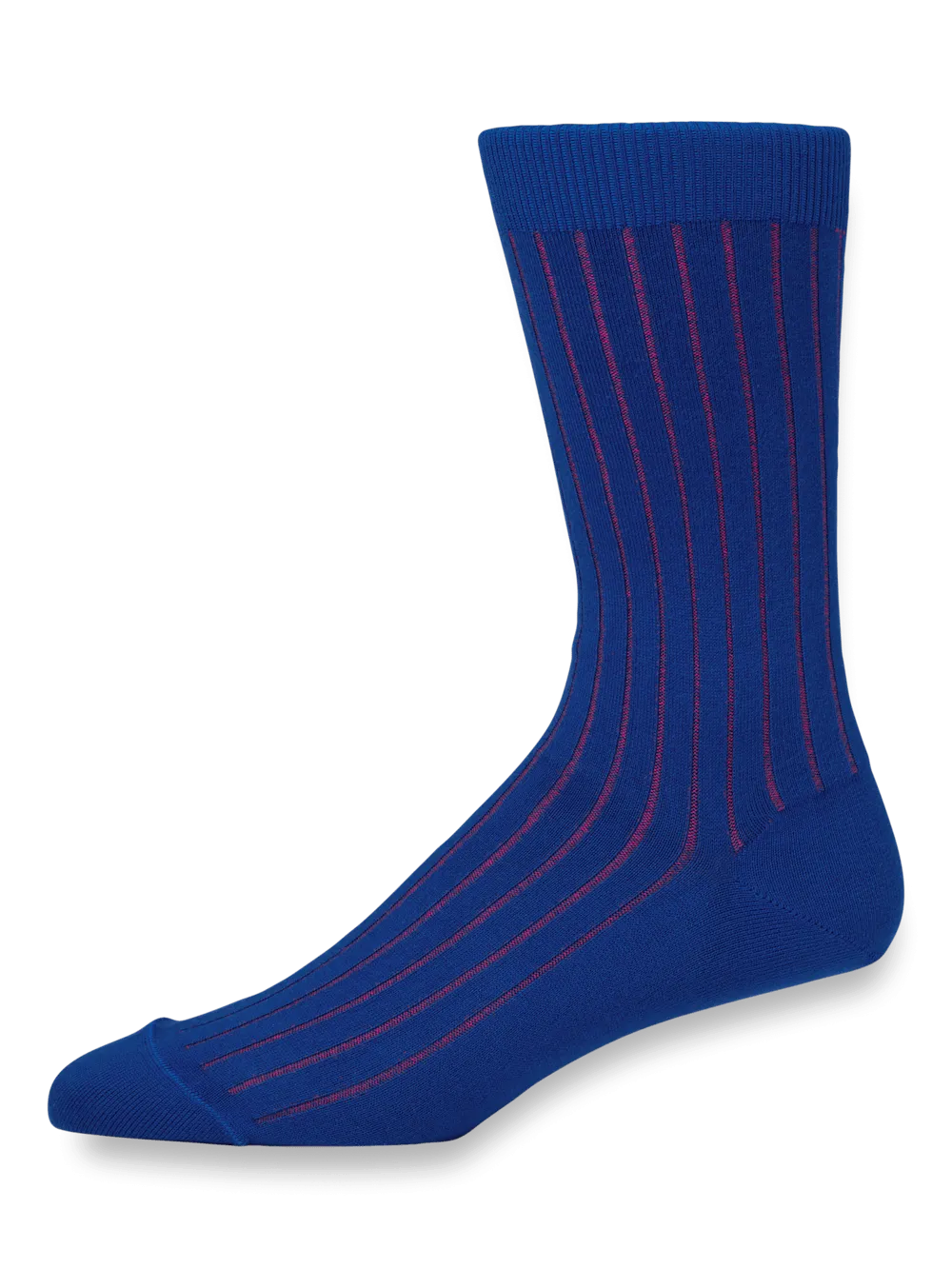 Solid Rib With Contrast Cotton Blend Sock - Blue/red