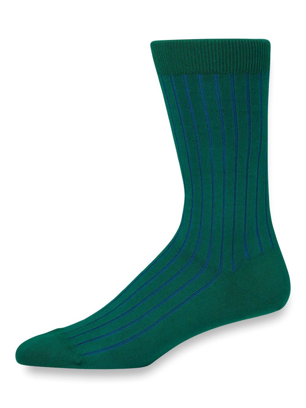 Solid Rib With Contrast Cotton Blend Sock - Green/blue