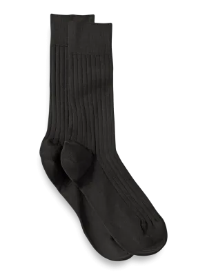 Solid Rib With Contrast Cotton Blend Sock - Grey/tan