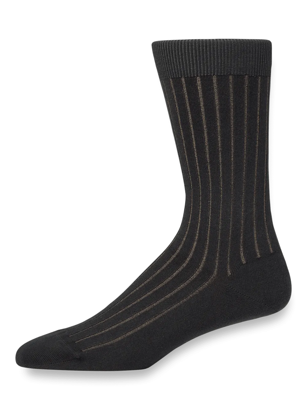Solid Rib With Contrast Cotton Blend Sock - Grey/tan