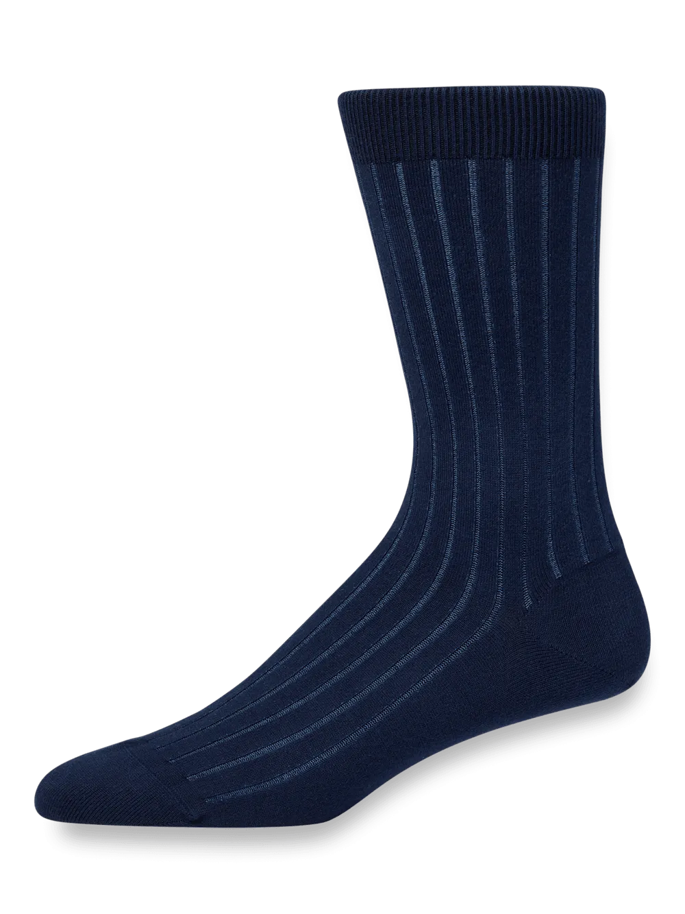 Solid Rib With Contrast Cotton Blend Sock - Navy/blue