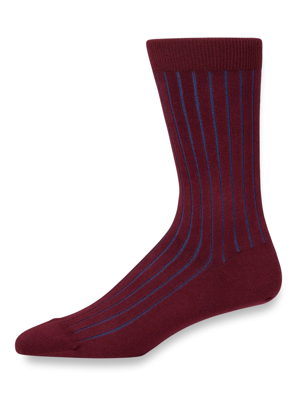 Solid Rib With Contrast Cotton Blend Sock - Wine/blue